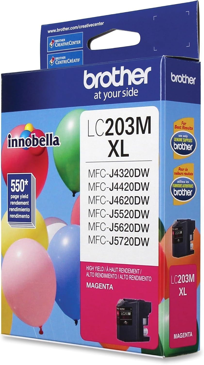 Brother Printer LC203M High Yield Ink Cartridge, Magenta, 550